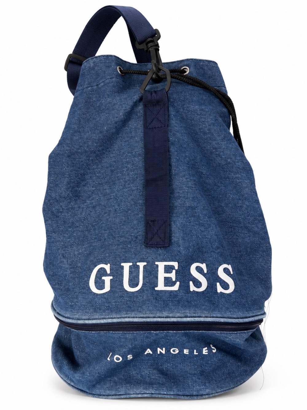 Vintage Y2K Guess Los Angeles Denim Drawstring Duffel Gym Tote Bag